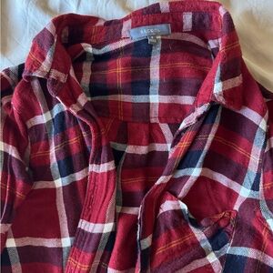 Red Plaid Button-Up Shirt